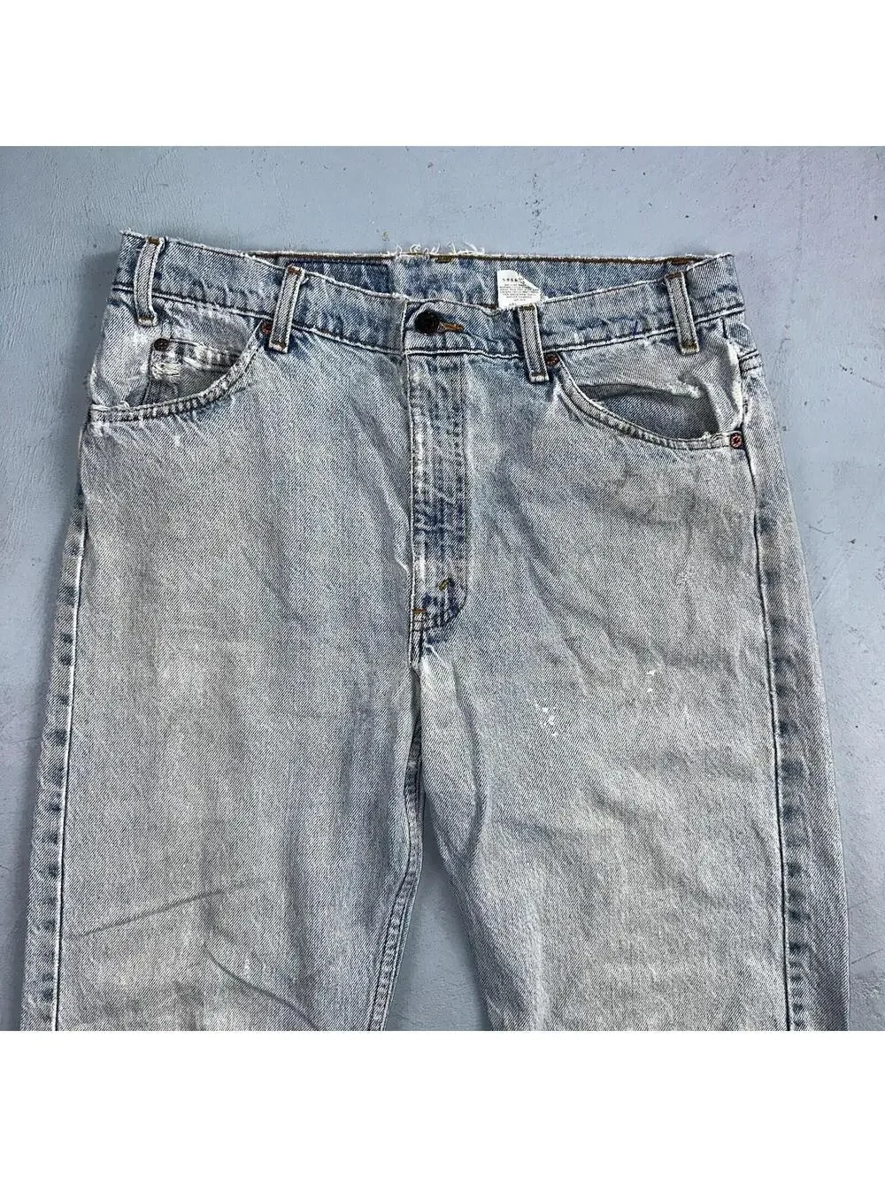 Levis 505 Vintage 90s Orange Tab Jeans 36x32 Thrashed Light Wash 501 Act 33x31